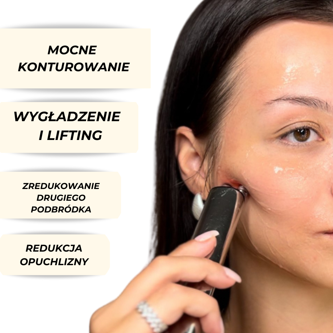 AURA RF masażer liftingujący 3D, wygładzający stymulator kolagenu, Anti Aging z falami RF i terapią LED + APP