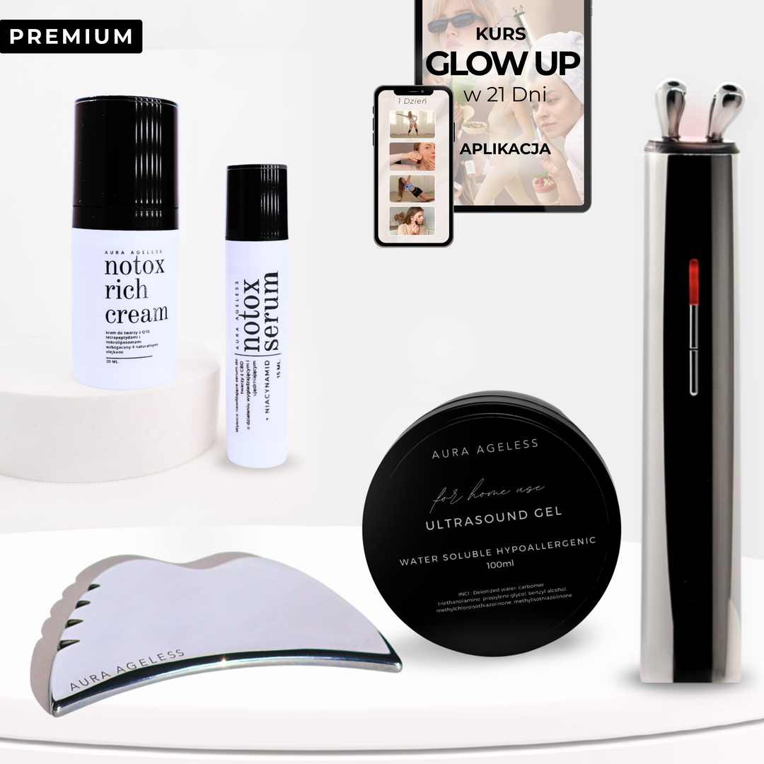 Zestaw Aura RF + Aura STONE + NOTOX set + GLOW UP w 35min