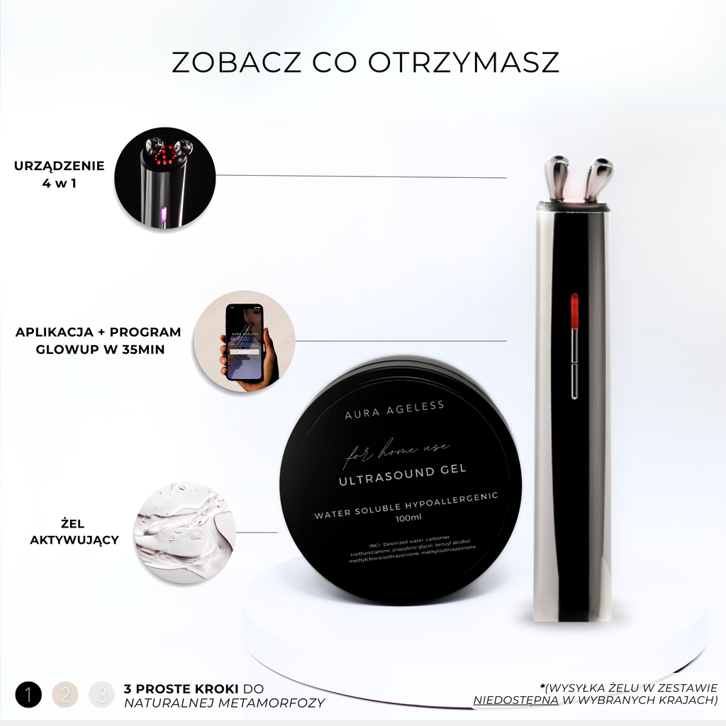 AURA RF masażer liftingujący, booster kolagenu z RF i LED