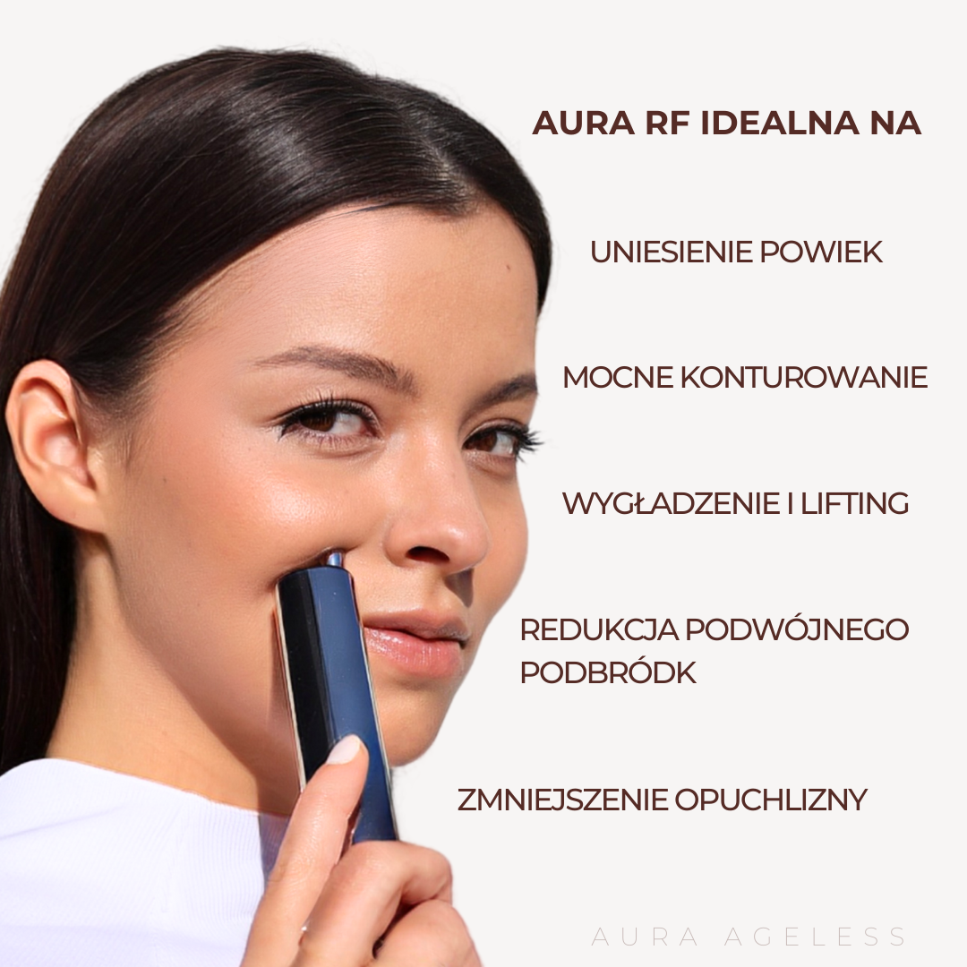 AURA RF lifting and smoothing massager, collagen booster, anti-aging with RF and LED 