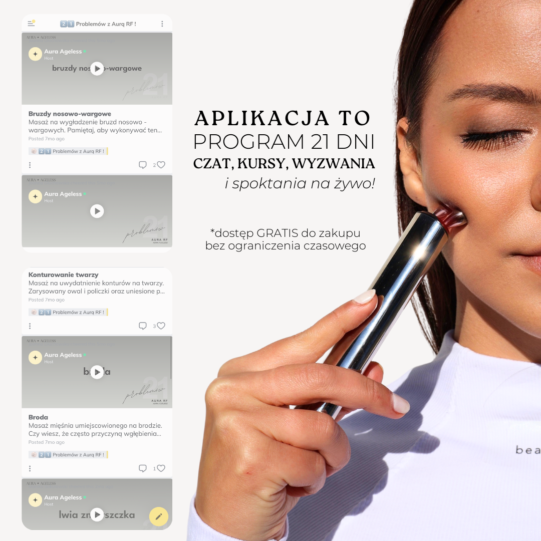 AURA RF masażer liftingujący i wygładzający booster kolagenu, anti-aging z RF i LED